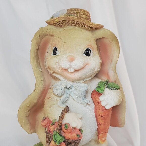 Easter Bunny Couple Resin Figurine Set Spring Decoration 5.5" Tall Resin - Picture 5 of 11